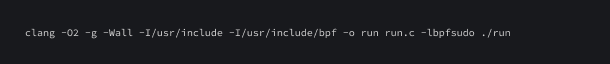 Command to compile loader program for eBPF.