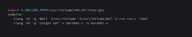 A Makefile for compiling the eBPF program and the loader